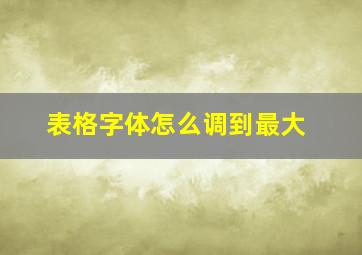 表格字体怎么调到最大