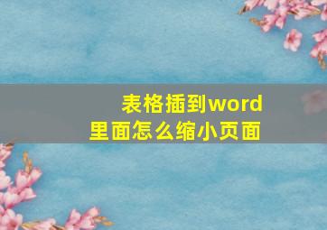 表格插到word里面怎么缩小页面