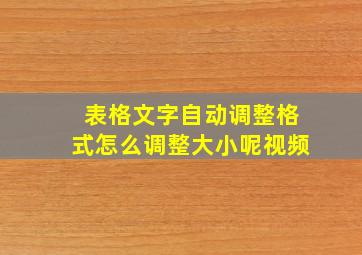 表格文字自动调整格式怎么调整大小呢视频