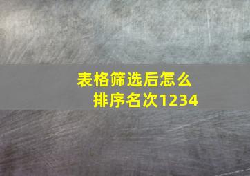 表格筛选后怎么排序名次1234