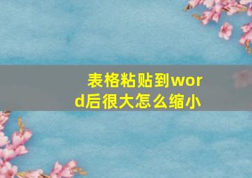 表格粘贴到word后很大怎么缩小