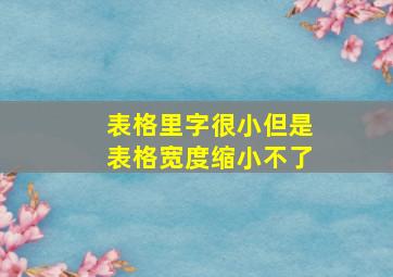 表格里字很小但是表格宽度缩小不了