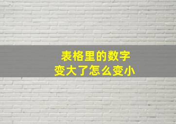 表格里的数字变大了怎么变小