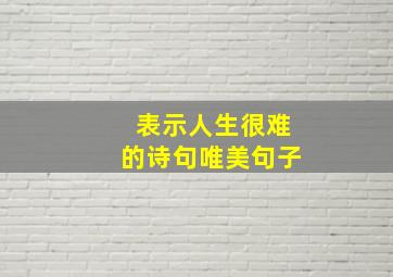 表示人生很难的诗句唯美句子