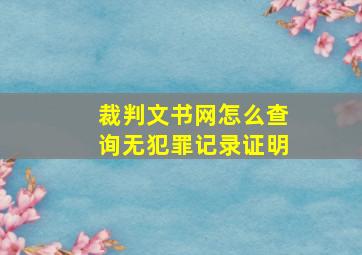 裁判文书网怎么查询无犯罪记录证明