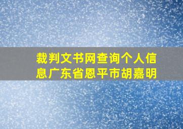 裁判文书网查询个人信息广东省恩平市胡嘉明