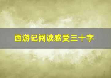 西游记阅读感受三十字