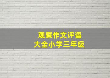 观察作文评语大全小学三年级