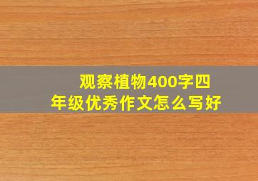 观察植物400字四年级优秀作文怎么写好