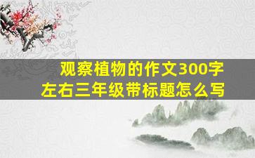 观察植物的作文300字左右三年级带标题怎么写