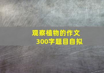 观察植物的作文300字题目自拟