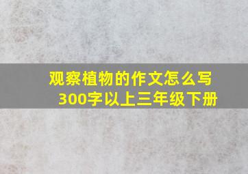 观察植物的作文怎么写300字以上三年级下册