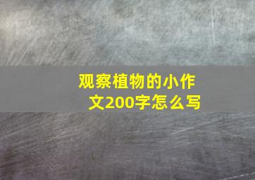 观察植物的小作文200字怎么写