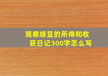 观察绿豆的所得和收获日记300字怎么写