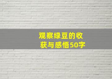 观察绿豆的收获与感悟50字