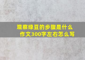 观察绿豆的步骤是什么作文300字左右怎么写