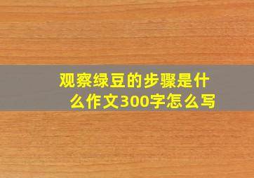 观察绿豆的步骤是什么作文300字怎么写