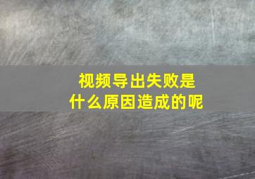 视频导出失败是什么原因造成的呢