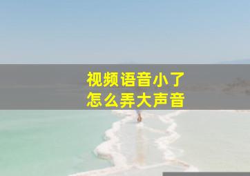 视频语音小了怎么弄大声音