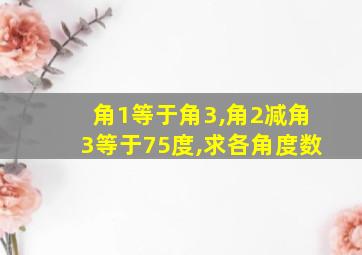 角1等于角3,角2减角3等于75度,求各角度数