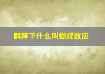 解释下什么叫蝴蝶效应