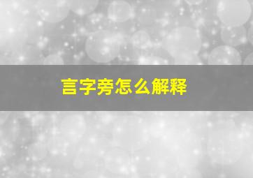 言字旁怎么解释