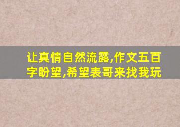 让真情自然流露,作文五百字盼望,希望表哥来找我玩