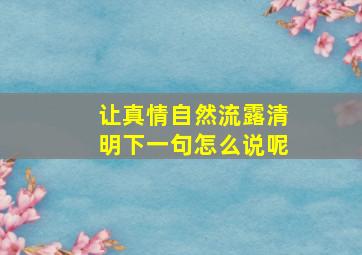 让真情自然流露清明下一句怎么说呢