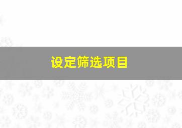 设定筛选项目