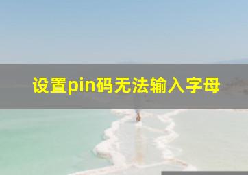 设置pin码无法输入字母