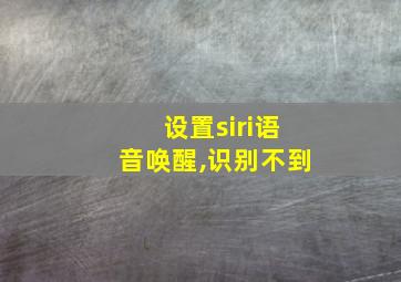 设置siri语音唤醒,识别不到