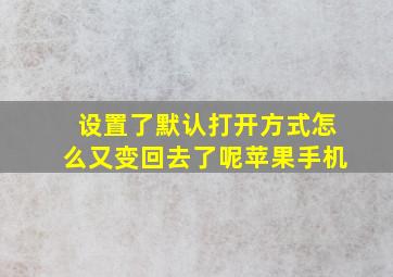 设置了默认打开方式怎么又变回去了呢苹果手机