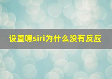 设置嘿siri为什么没有反应