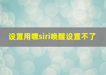 设置用嘿siri唤醒设置不了