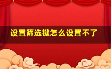 设置筛选键怎么设置不了