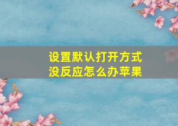 设置默认打开方式没反应怎么办苹果