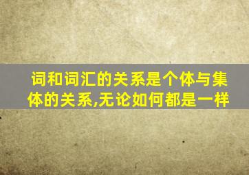 词和词汇的关系是个体与集体的关系,无论如何都是一样