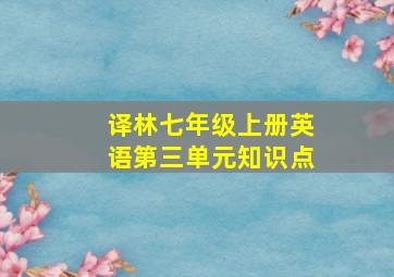 译林七年级上册英语第三单元知识点