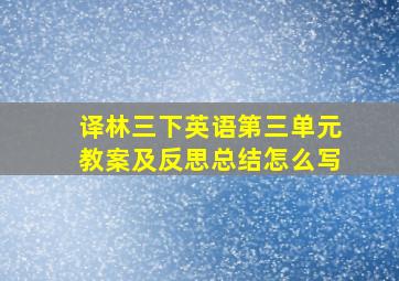 译林三下英语第三单元教案及反思总结怎么写