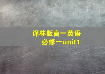 译林版高一英语必修一unit1