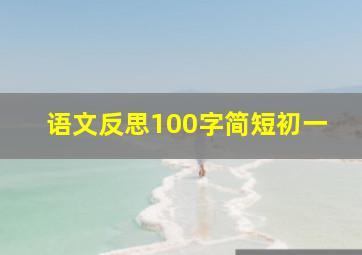 语文反思100字简短初一