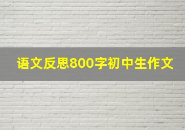 语文反思800字初中生作文