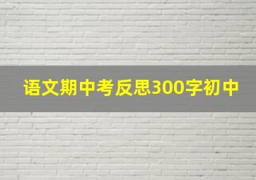 语文期中考反思300字初中