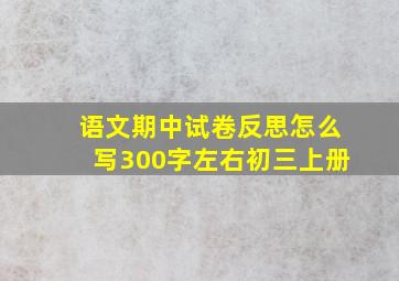 语文期中试卷反思怎么写300字左右初三上册