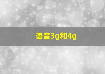 语音3g和4g