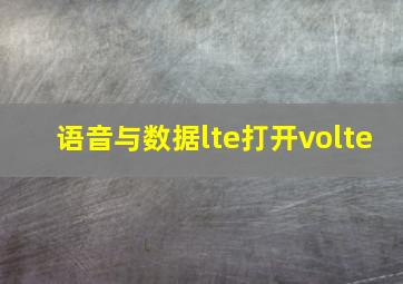 语音与数据lte打开volte