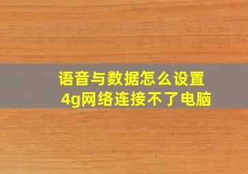 语音与数据怎么设置4g网络连接不了电脑