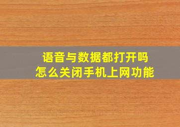 语音与数据都打开吗怎么关闭手机上网功能