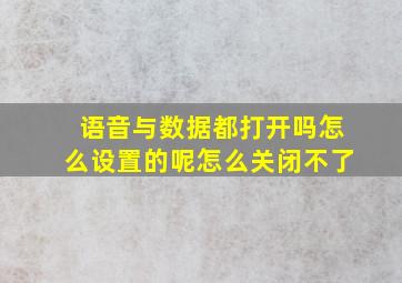 语音与数据都打开吗怎么设置的呢怎么关闭不了