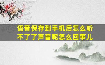 语音保存到手机后怎么听不了了声音呢怎么回事儿